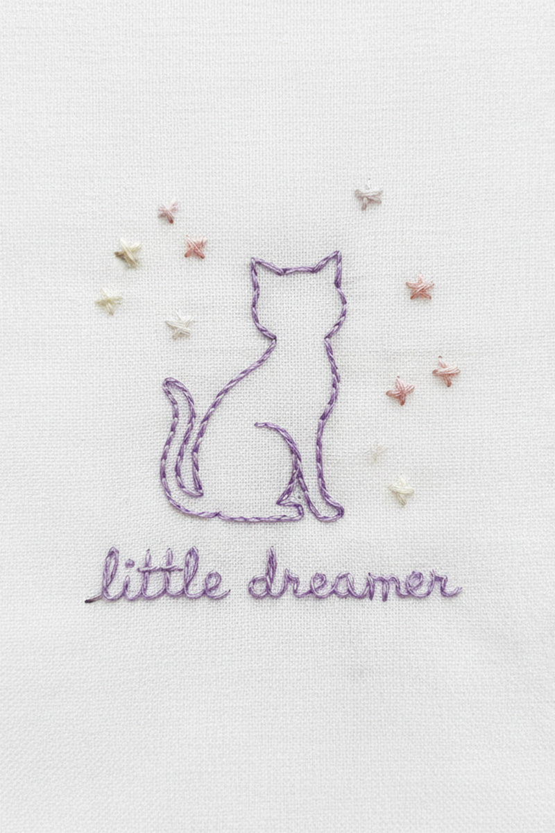 Little Dreamer Cat Embroidered T-Shirt