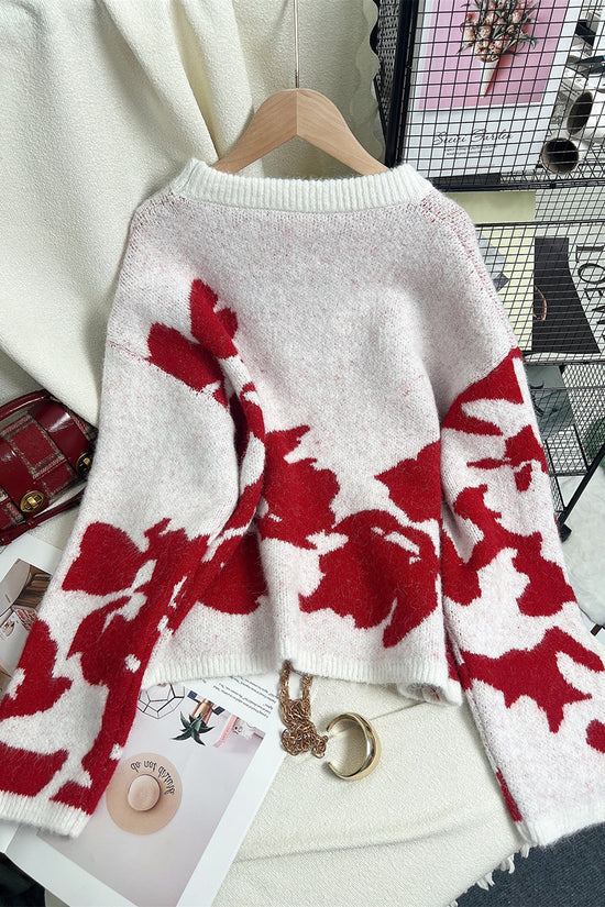 Floral Patterned Relaxed Sweater