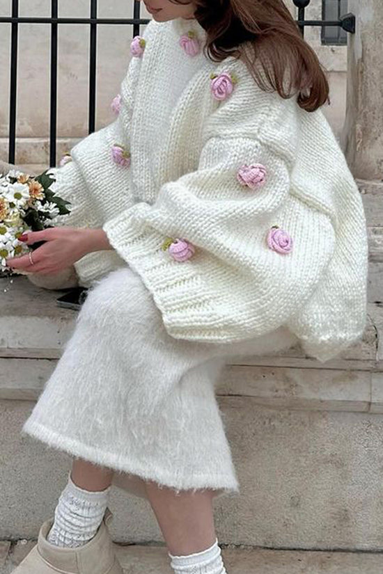 Floral Embellished Oversized Sweater