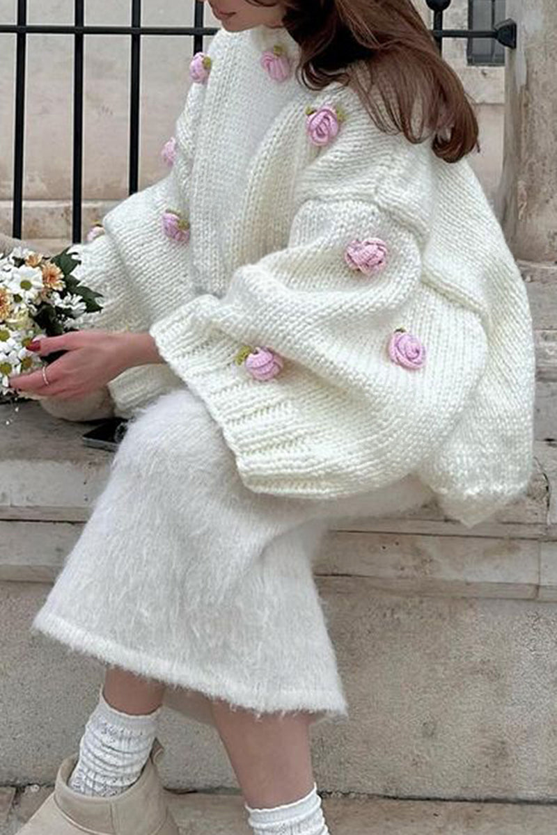 Floral Embellished Oversized Sweater