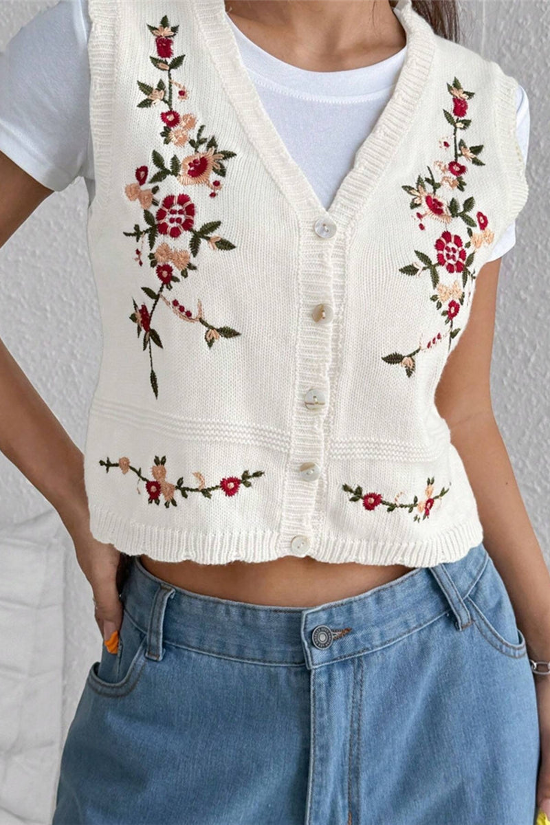 Floral Detail Sweater Vest