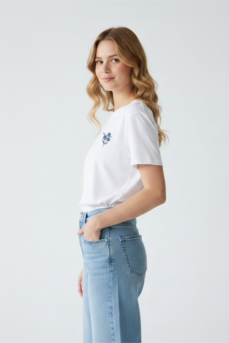 Single Stem Embroidered T-Shirt