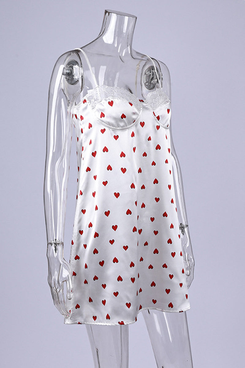 Heart Print Sleeveless Pajama Dress