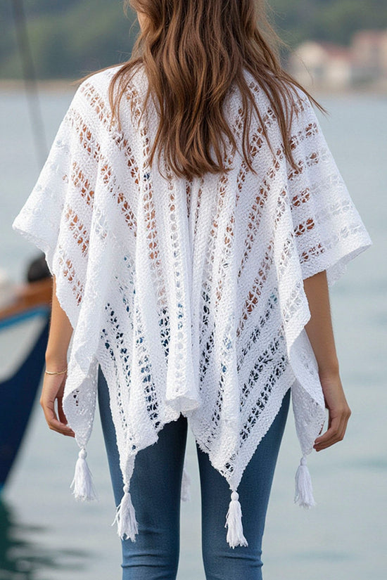Textured Fringe Open-Front Shrug