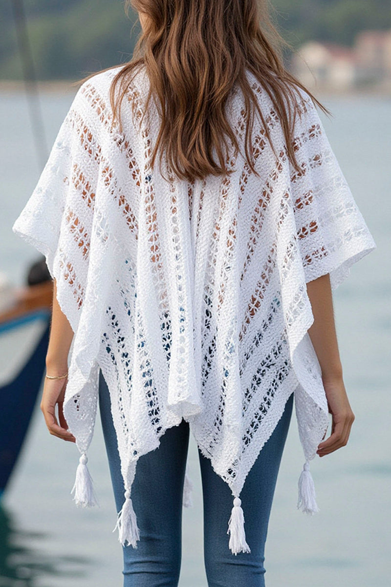 Textured Fringe Open-Front Shrug