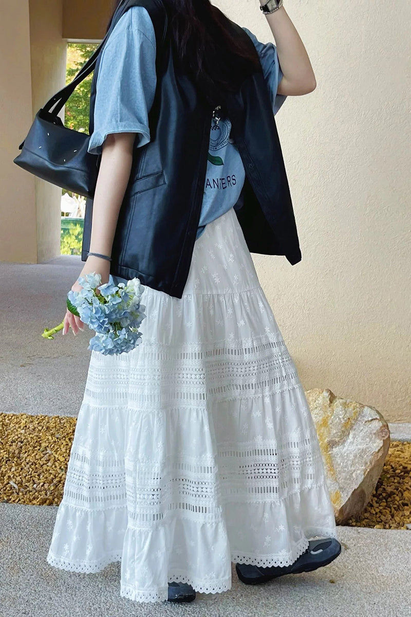 Elegant Lace Midi Skirt
