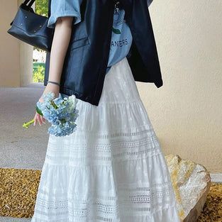 Elegant Lace Midi Skirt