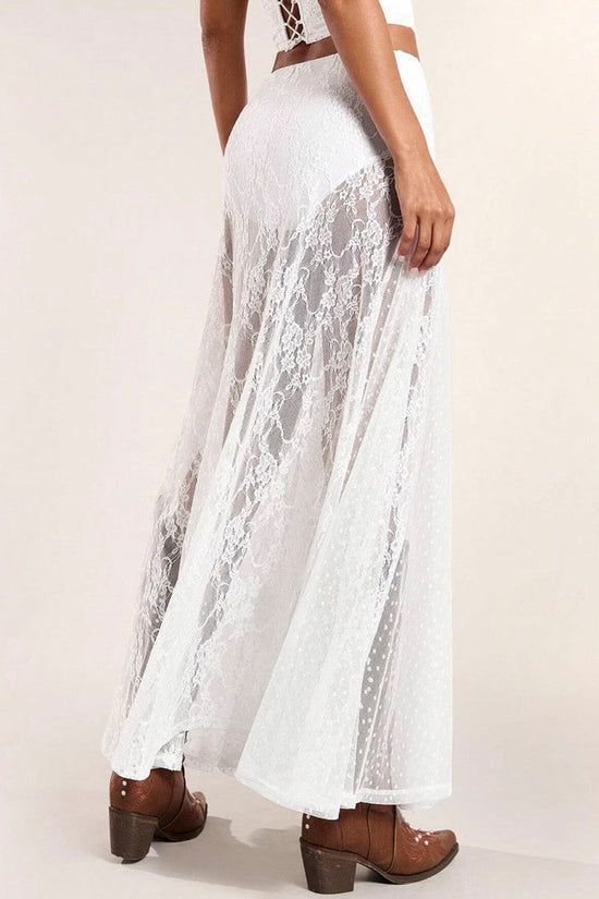 Sheer Lace Midi Skirt