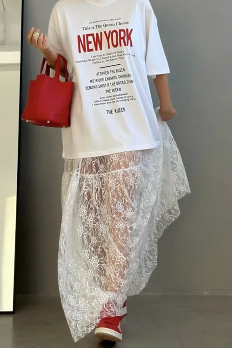 Elegant Lace Midi Skirt