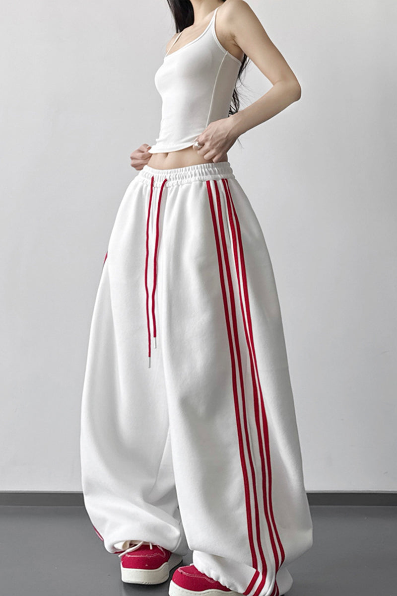 Wide-Leg Stripe Casual Pants