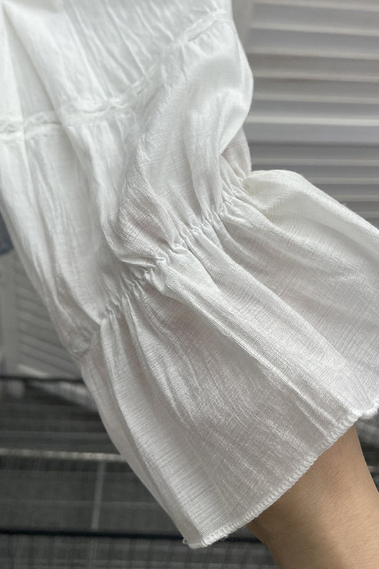 Lace-Up Corset Blouse with Ruffle Detail