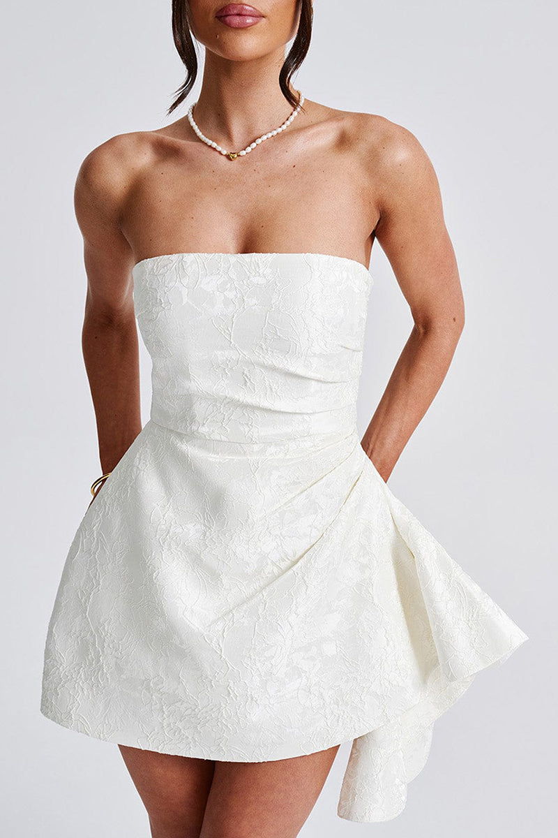 Strapless Textured Fit and Flare Mini Dress