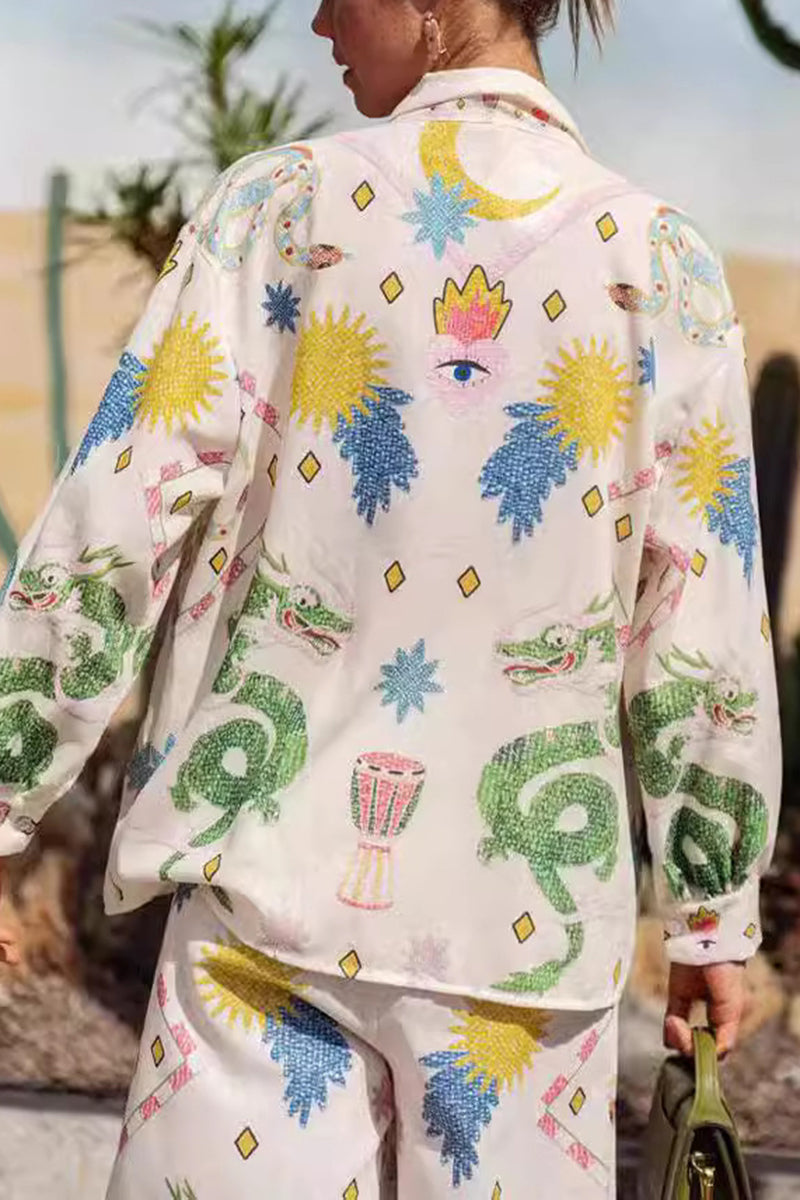 Abstract Print Relaxed Pants Set