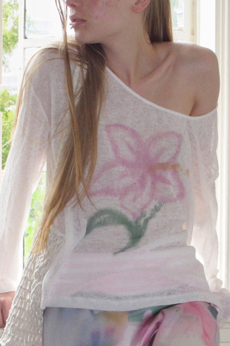 Floral Off-Shoulder Knit Top