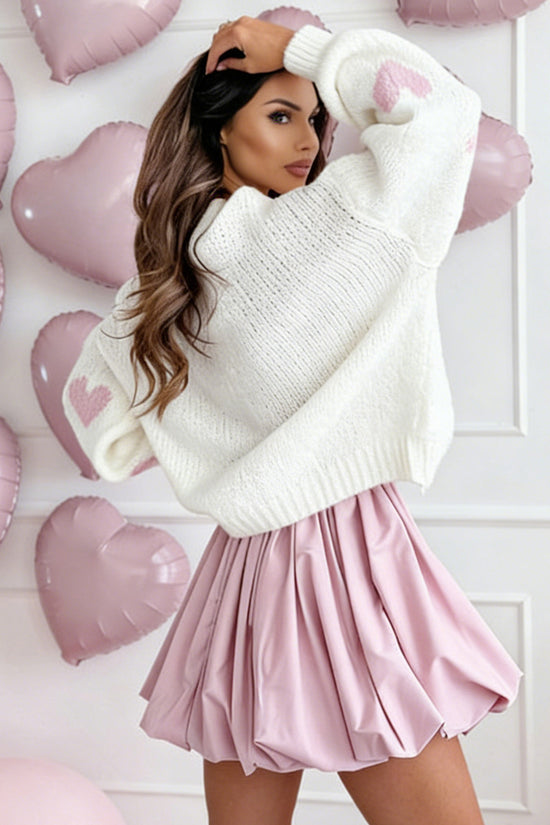 Oversized Heart Patterned  Sweater