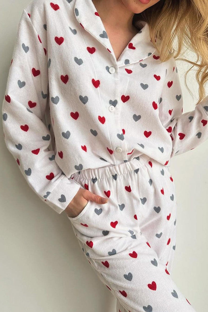 Heart Pattern Sleeveless Pajama Set