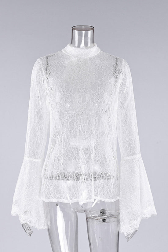Elegant Lace Ruffle Sleeve Blouse