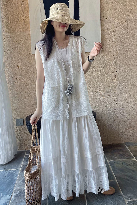 Elegant Lace Midi Skirt