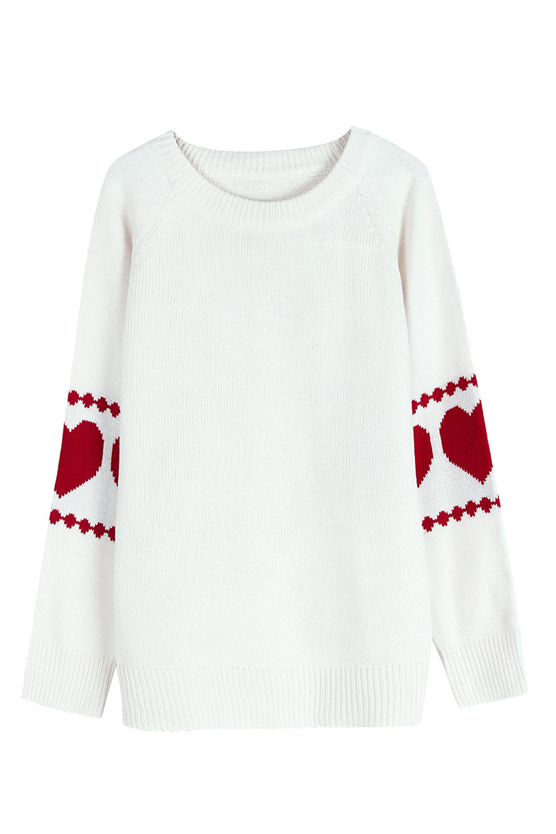 Heart Patterned Long Sleeve Sweater