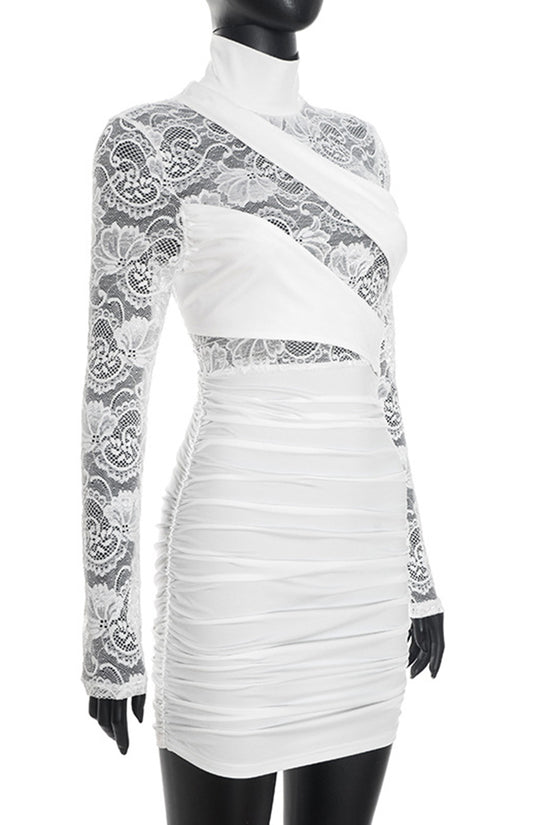 Lace Sleeve Bodycon Dress with Wrap Detail