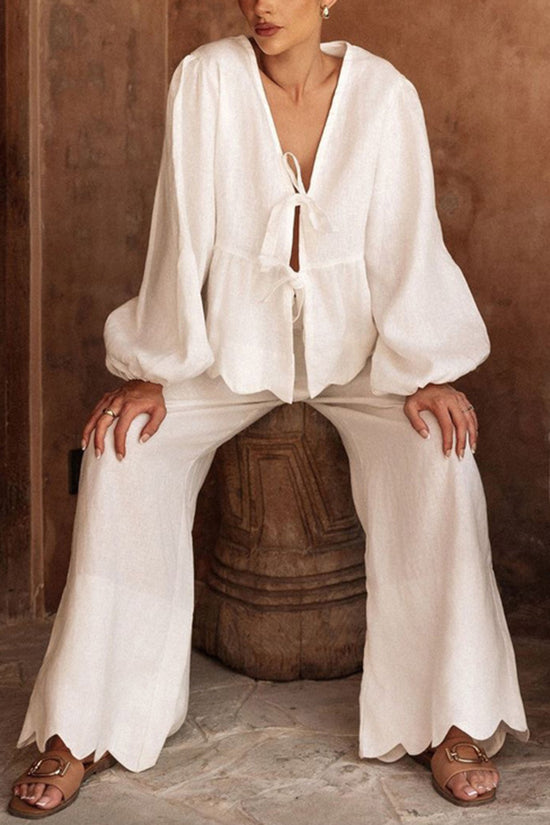 Elegant Tie-Front Pants Set