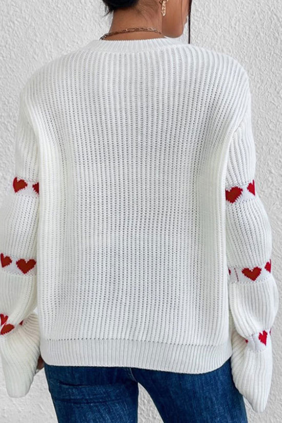 Heart Pattern Flare Sleeve Sweater