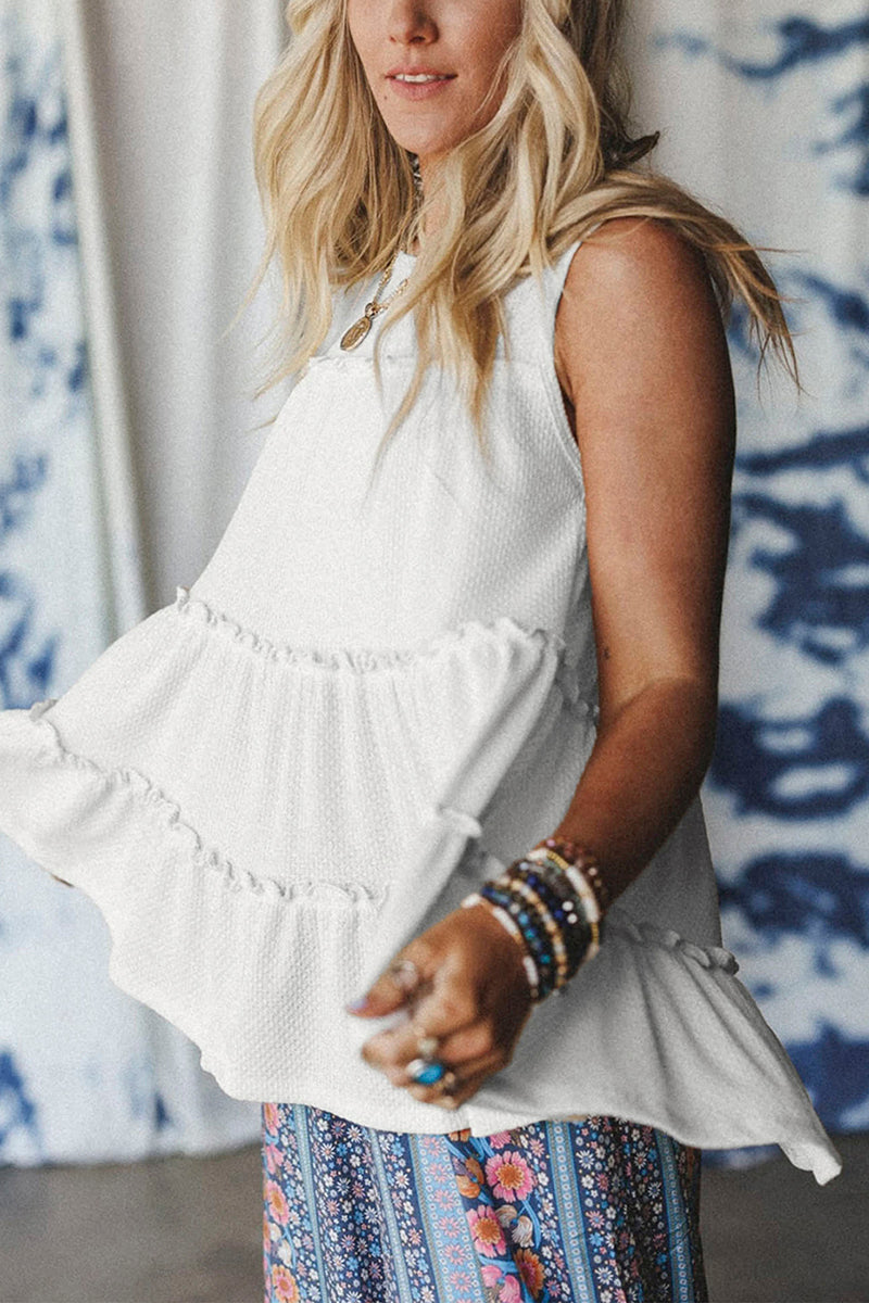 Tiered Frill Trim A-Line Tank Top