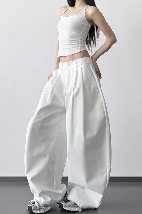 Wide-Leg Flowing Casual Pants