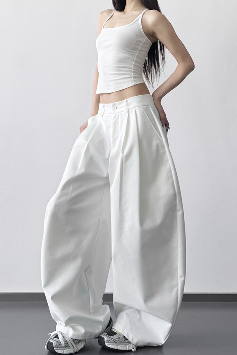 Wide-Leg Flowing Casual Pants