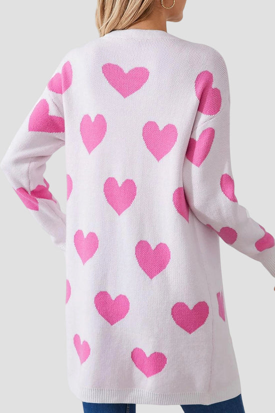 Heart Patterned Button-Up Cardigan