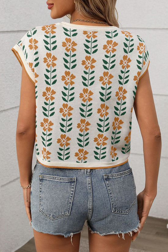 Floral Pattern Sweater Vest
