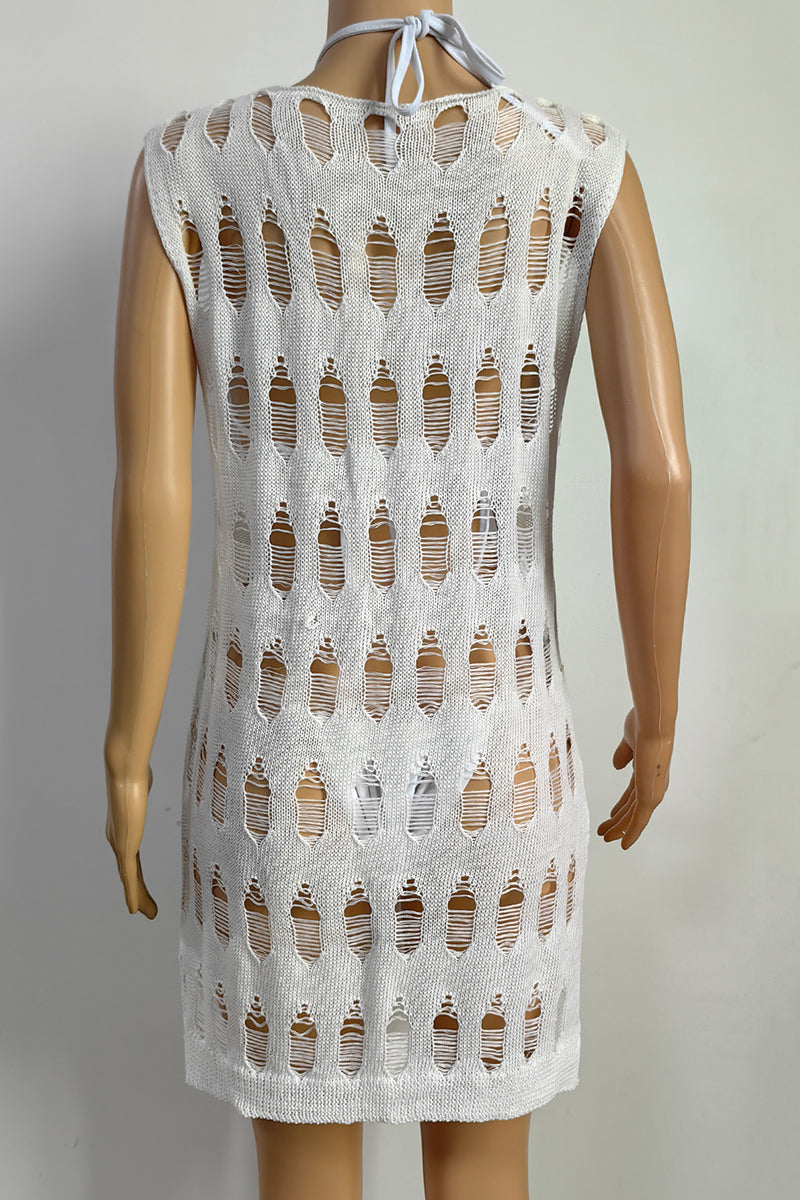 Openwork Sleeveless Beach Cover-Up