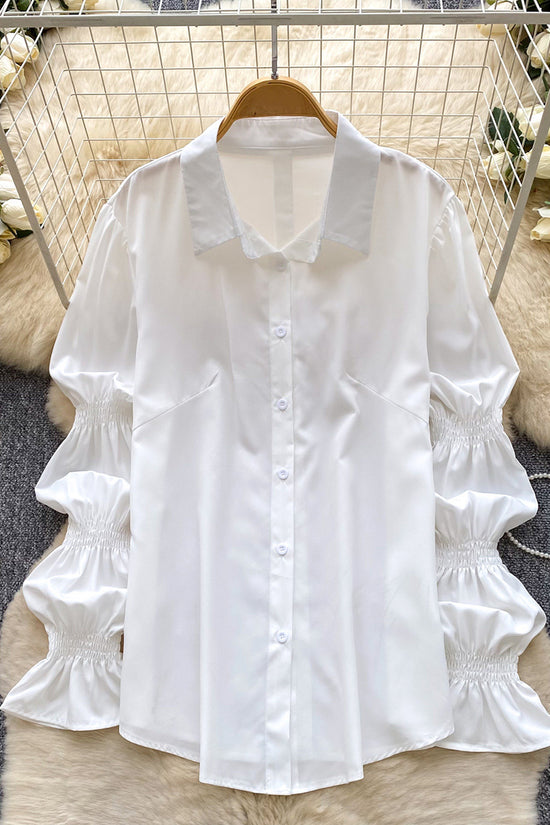 Embellished Sequin Ruched Sleeve Blouse