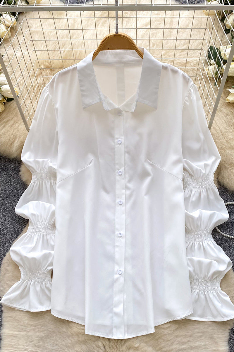 Embellished Sequin Ruched Sleeve Blouse