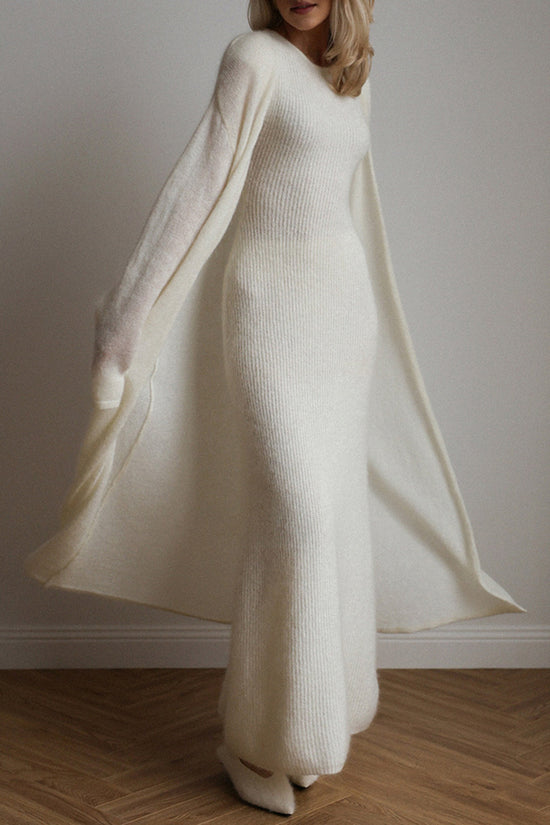 Knit Dress with Open Front Cardigan Set
