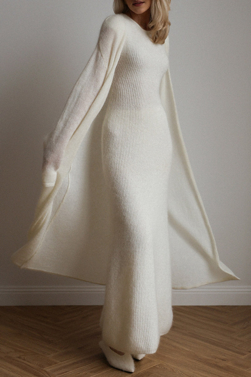 Knit Dress with Open Front Cardigan Set
