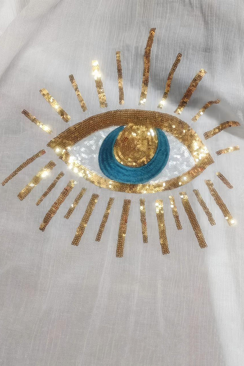 Eye Embellished Casual Blouse