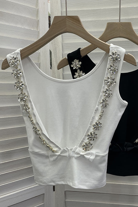 Floral Embellished Sleeveless Tank Top