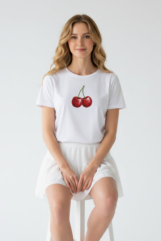 Classic Cherry Embroidered T-Shirt