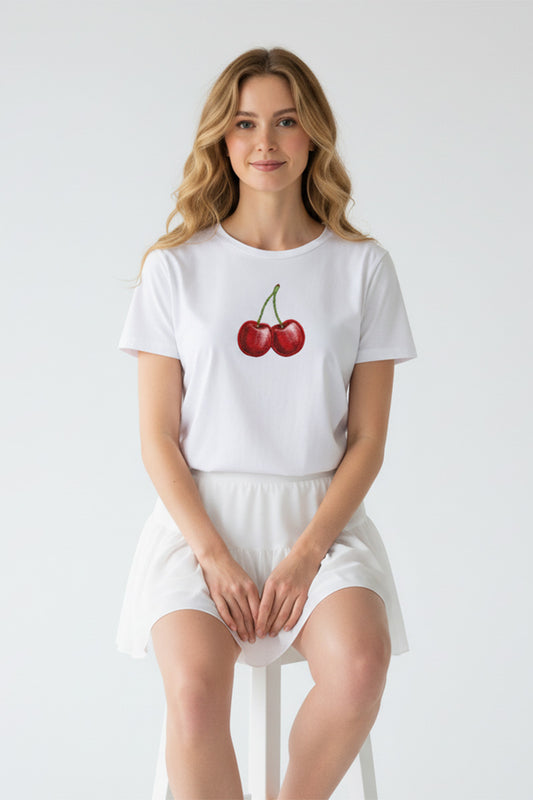 Classic Cherry Embroidered T-Shirt
