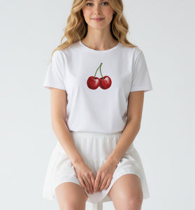 Classic Cherry Embroidered T-Shirt
