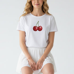 Classic Cherry Embroidered T-Shirt