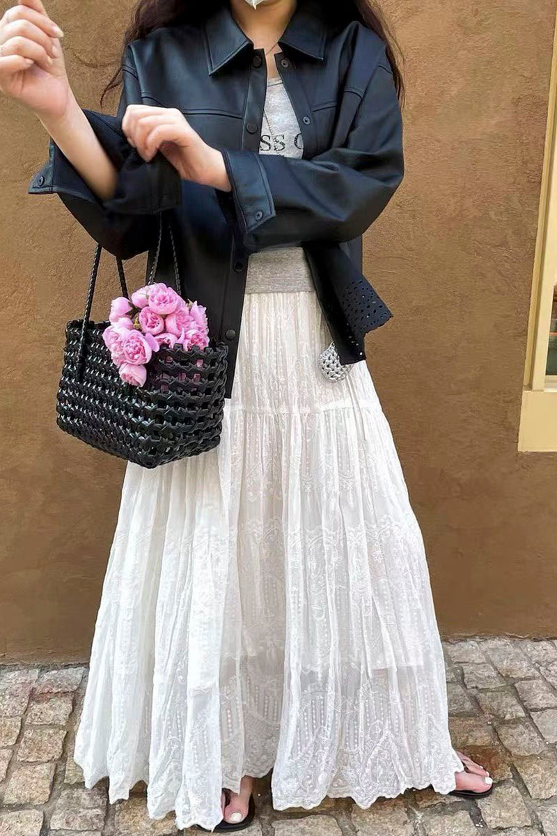 Elegant Patterned Midi Skirt