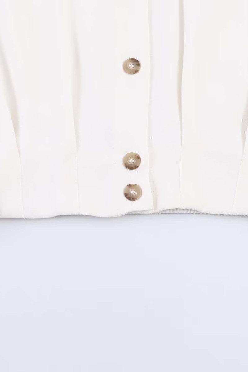 Buttoned Long Sleeve Shirt with Shoulder Details