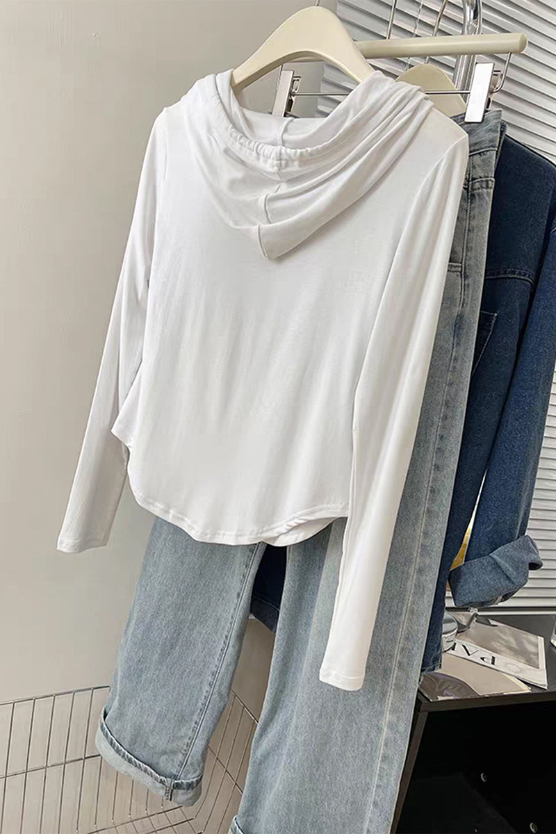 Stylish Hooded Zip-Up Top