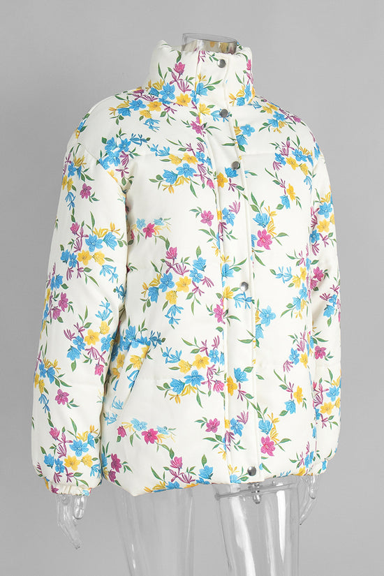 Floral Patterned Winter Puffer Coat