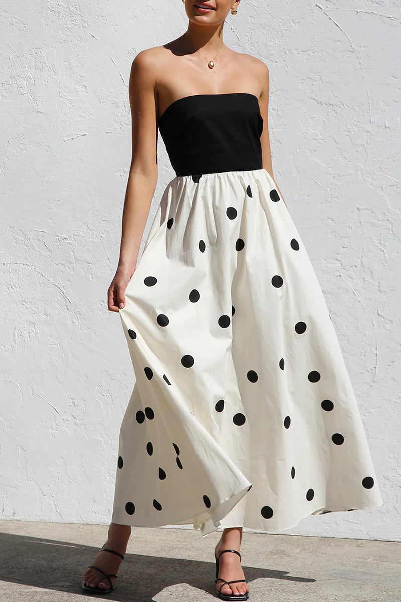 Strapless Polka Dot Maxi Dress