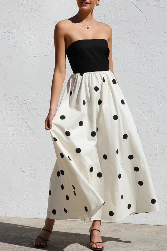 Strapless Polka Dot Maxi Dress