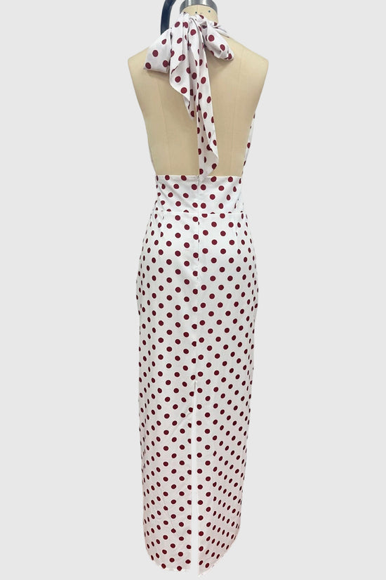 Halter Neck Polka Dot Maxi Dress