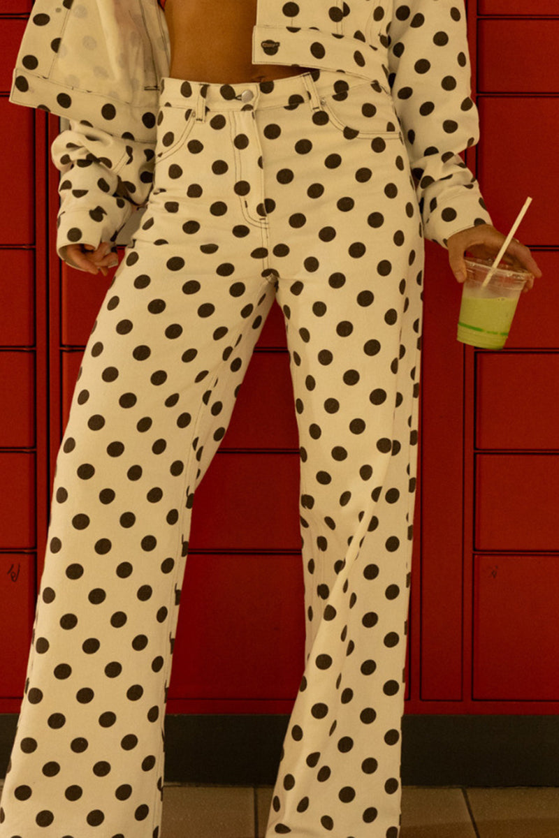 Polka Dot Straight Jeans